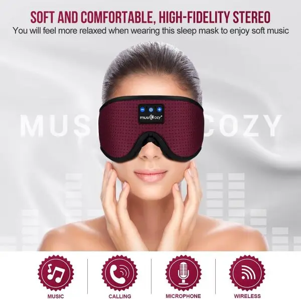 MUSICOZY Sleep Headphones Breathable Bluetooth 5.2 Headband 3D Sleeping Headphones, Wireless Music Eye Mask Sleep Earbuds for Side Sleepers Women Mom Cool Tech Gadgets Unique Gifts - Image 2