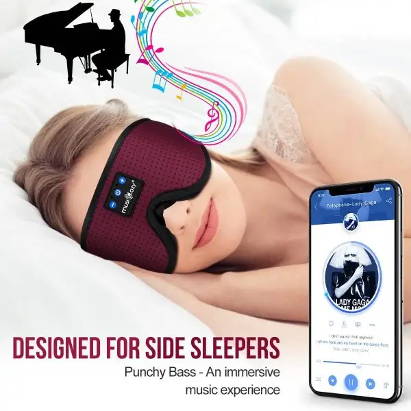 MUSICOZY Sleep Headphones Breathable Bluetooth 5.2 Headband 3D Sleeping Headphones, Wireless Music Eye Mask Sleep Earbuds for Side Sleepers Women Mom Cool Tech Gadgets Unique Gifts - Image 3