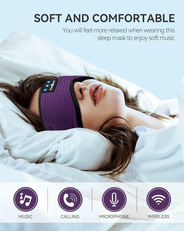 MUSICOZY Sleep Headphones Bluetooth 5.2 Headband Headphones Super Soft & Breathable, Wireless Sleeping Eye Mask Earbuds Earphones for Side Sleepers Mom Women Cool Tech Gadgets Gifts - Image 2