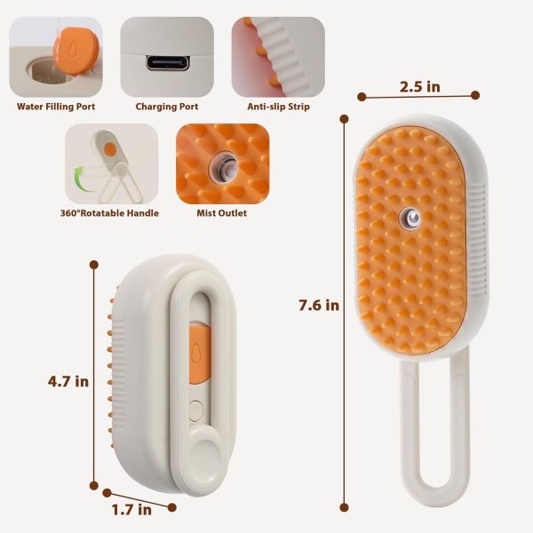 Rechargeable Cat Brush with Steam, Anti-Static Steam Pet Brush, Massage, Cleaning, Shedding & Combing All In One! (Copy) - Image 4