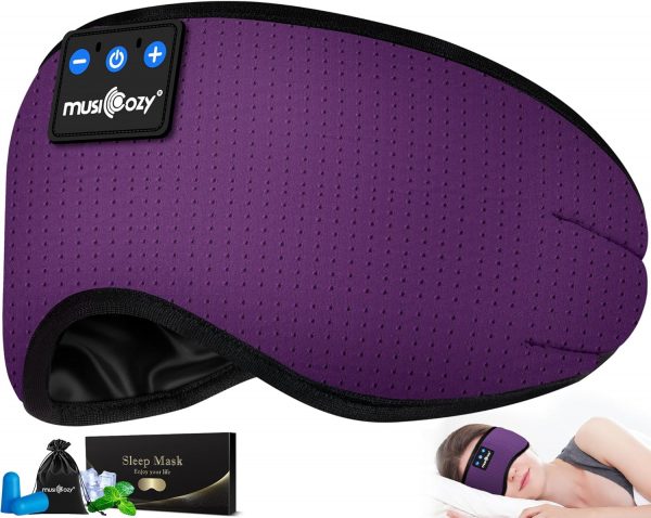 MUSICOZY Sleep Headphones Bluetooth 5.2 Headband Headphones Super Soft & Breathable, Wireless Sleeping Eye Mask Earbuds Earphones for Side Sleepers Mom Women Cool Tech Gadgets Gifts