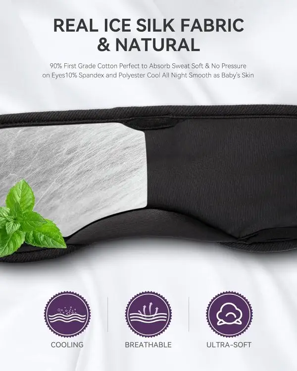 MUSICOZY Sleep Headphones Bluetooth 5.2 Headband Headphones Super Soft & Breathable, Wireless Sleeping Eye Mask Earbuds Earphones for Side Sleepers Mom Women Cool Tech Gadgets Gifts - Image 4