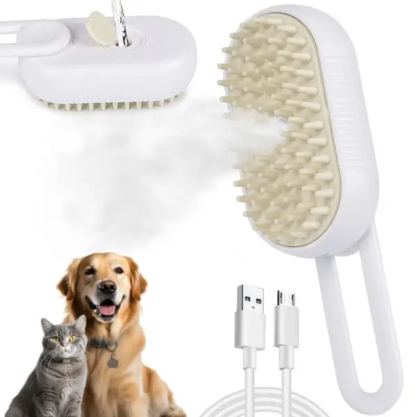 Rechargeable Cat Brush with Steam, Anti-Static Steam Pet Brush, Massage, Cleaning, Shedding & Combing All In One! - Image 2