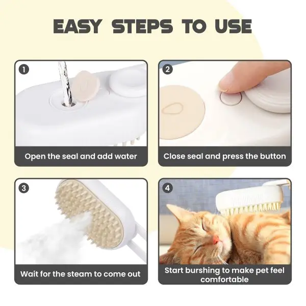 Rechargeable Cat Brush with Steam, Anti-Static Steam Pet Brush, Massage, Cleaning, Shedding & Combing All In One! - Image 3